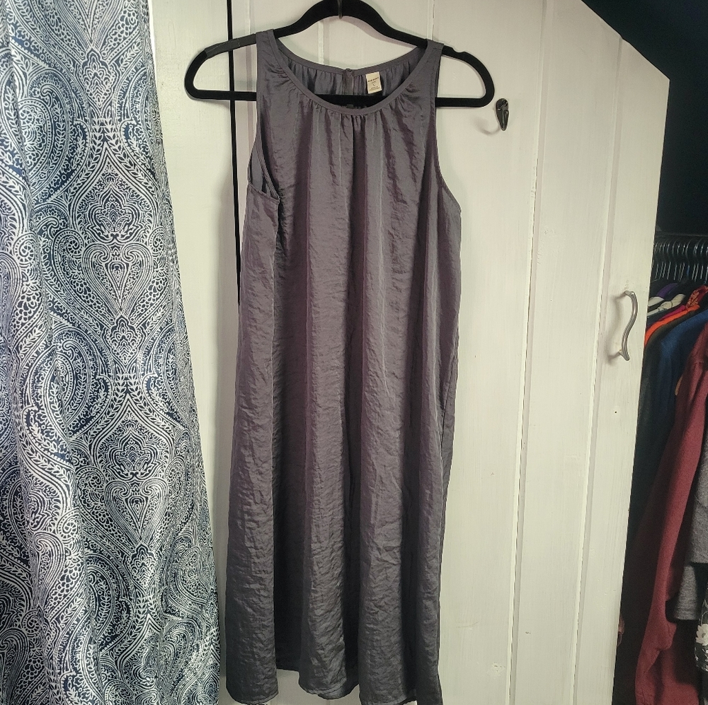 metallic trapeze dress